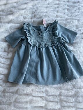 Rachel Zoe Baby Girl Blue Lace Ruffle Dress | Boho Chic | 4t